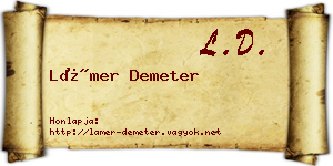 Lámer Demeter névjegykártya
